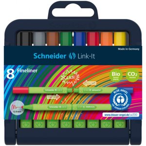 Flamaster SCHNEIDER Link-It, 1,0mm, stojak - podstawka, 8szt. mix kolorów