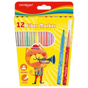 Flamastry KEYROAD Fiber Marker, 12szt., na zawieszce, mix kolorów