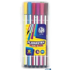 Flamastry Astra heksagonalne w plastikowym boxie - 12 sztuk, 314115001 (X)