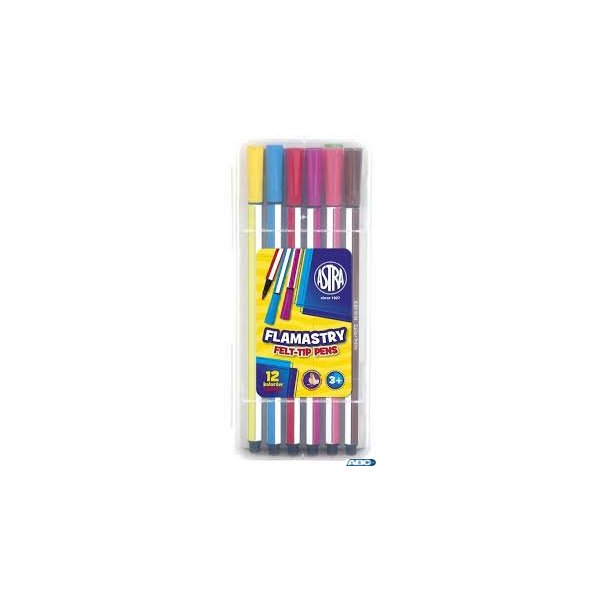 Flamastry Astra heksagonalne w plastikowym boxie - 12 sztuk, 314115001 (X)