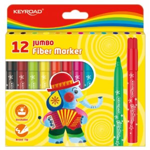 Flamastry KEYROAD Jumbo, 12szt., na zawieszce, mix kolorów