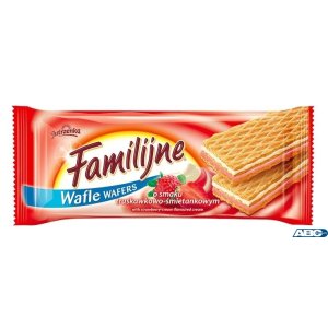 Wafle FAMILIJNE Truskawkowo-śmietankowym 180g JUTRZENKA