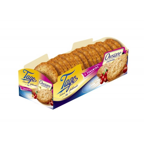Ciastka owsiane z żurawiną TAGO, 185g