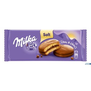 Ciastka MILKA CHOC&CHOC biszkoptowe z nadzieniem kakaowym i kawałkami czekolady 150g