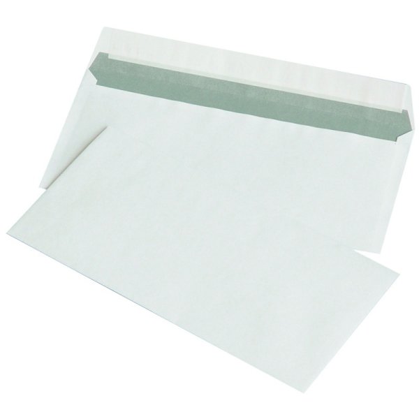 Koperty z taśmą silikonową OFFICE PRODUCTS, HK, DL, 110x220mm, 80gsm, 1000szt., białe