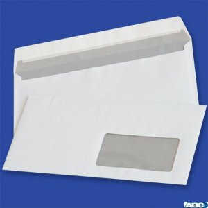 Koperty DL HK białe 80g okno prawe 45x90mm z paskiem (1000szt.) NC 11232210