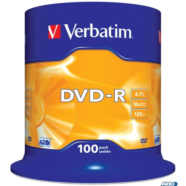 Płyta DVD-R VERBATIM CAKE(100) Matt Silver 4.7GB x16 43549