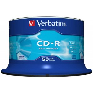 Płyta CD-R VERBATIM, 700MB, prędkość 52x, cake, 50szt., ekstra ochrona