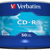 Płyta CD-R VERBATIM, 700MB, prędkość 52x, cake, 50szt., ekstra ochrona