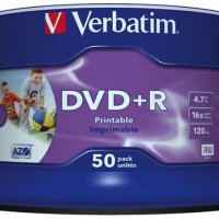 Płyta DVD+R VERBATIM AZO, 4,7GB, prędkość 16x, cake, 50szt., do nadruku