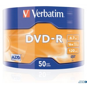 Płyta DVD-R VERBATIM (50) 4,7GB 16x Spindle Matt Silver Wrap 43788
