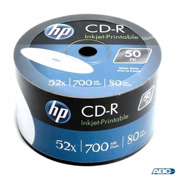 Płyta HP CD-R 700MB 52X (50szt) SZPINDEL, bulk WHITE INKJET PRINTABLE do nadruku CRE00070WIP
