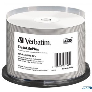 Płyta VERBATIM CD-R 700MB 52X AZO PRINTABLE CAKE (50) PRO 43745