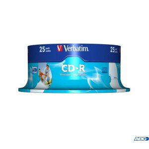 Płyta CD-R VERBATIM CAKE(25) do nadruku 43439 Wide DataLife + AZO