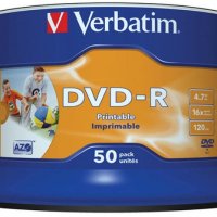 Płyta DVD-R VERBATIM AZO, 4,7GB, prędkość 16x, cake, 50szt., do nadruku