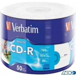 Płyta CD-R VERBATIM (50) 700MB 52x wrap INKJET PRINTABLE 43794