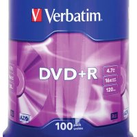 Płyta DVD+R VERBATIM AZO, 4,7GB, prędkość 16x, cake, 100szt., srebrny mat
