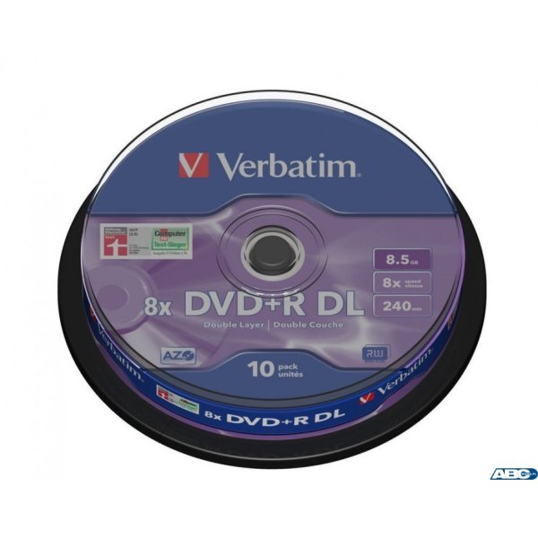 Płyta DVD+R VERBATIM DL CAKE (10) DoubleLayer 8.5GB x8 MattSil 43666