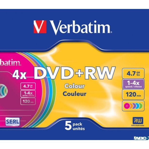 Płyta DVD+RW VERBATIM SLIM Color 4.7GB x4 (1) 43297