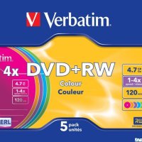 Płyta DVD+RW VERBATIM SLIM Color 4.7GB x4 (1) 43297