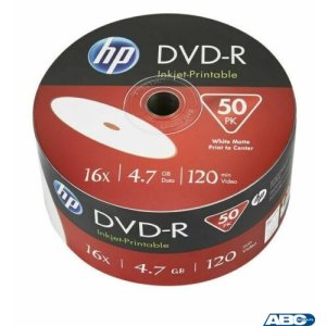 Płyta HP DVD-R 4.7GB 16x (50szt) SPINDEL, bulk WHITE INKJET PRINTABLE do nadruku DME00070WIP
