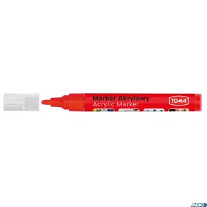 Marker akrylowy, fibrowa końcówka okrągła 2-5mm,  czerwony metalic TO-402 Toma
