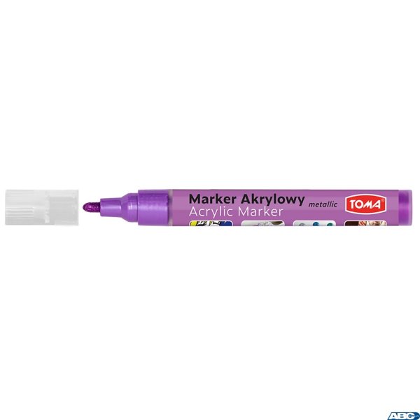 Marker akrylowy, fibrowa końcówka okrągła 2-5mm,  fioletowy metalic TO-402 Toma