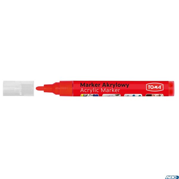 Marker akrylowy, fibrowa końcówka okrągła 2-5mm,  czerwony TO-402 Toma