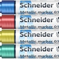 Marker akrylowy SCHNEIDER Paint-It Metallic, 0,8 mm, etui 4 szt., niebieski, czerowny, żółty, zielony