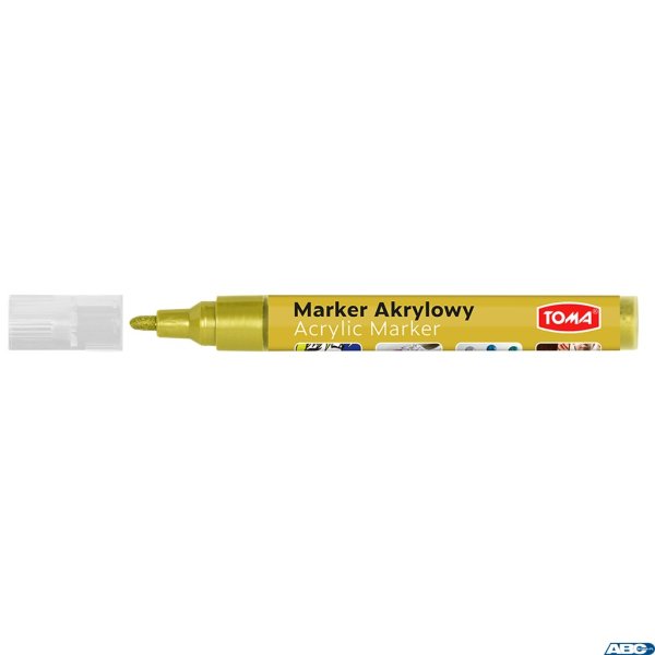 Marker akrylowy, fibrowa końcówka okrągła 2-5mm,  złoty TO-402 Toma