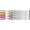 Marker akrylowy SCHNEIDER Paint-It Metallic, 0,8 mm, etui 4 szt., srebrny, złoty, miedziany, fioletowy