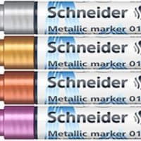 Marker akrylowy SCHNEIDER Paint-It Metallic, 0,8 mm, etui 4 szt., srebrny, złoty, miedziany, fioletowy