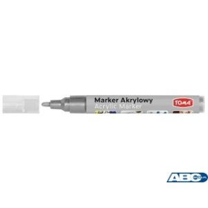 Marker akrylowy, fibrowa końcówka okrągła 2-5mm,  srebrny TO-402 Toma