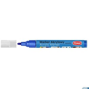 Marker akrylowy, fibrowa końcówka okrągła 2-5mm,  niebieski metalic TO-402 Toma