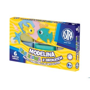 Modelina pastelowa z brokatem Astra 6 kolorów, 304118001