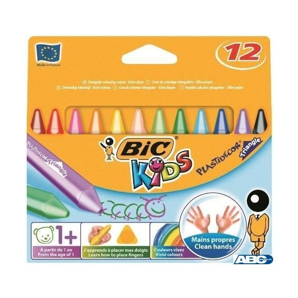 Kredki świecowe BIC Kids Plastidecor Triangle 12 kolorów, 8297732