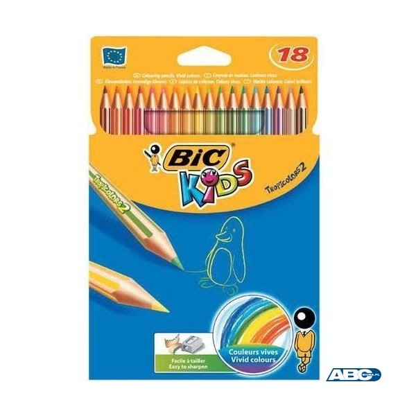 Kredki ołówkowe BIC Kids Tropicolors 18kol., 9375172