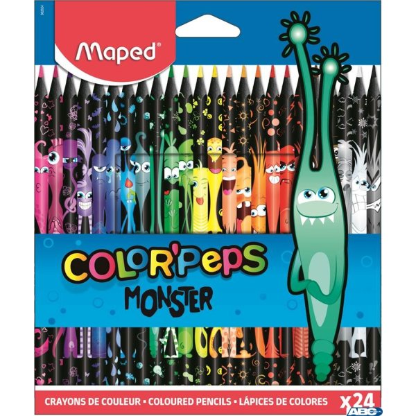 Kredki w czarnej ob. trójkątne 24 szt. COLORPEPS MONSTER 862624