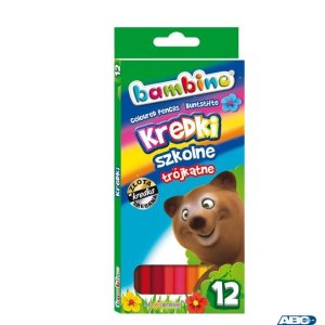 Kredki ołówkowe trójkątne BAMBINO 12 kolorów dł. 18cm w pud.kart.