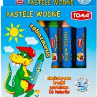 Kredki pastelowe wodne ZĘBOZAURUS 2-stronne, grube, 16 kolorowe mix TO-587 Toma