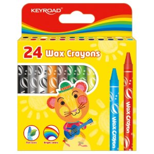 Kredki świecowe KEYROAD, 24szt., 8x90 mm, zawieszka, mix kolorów