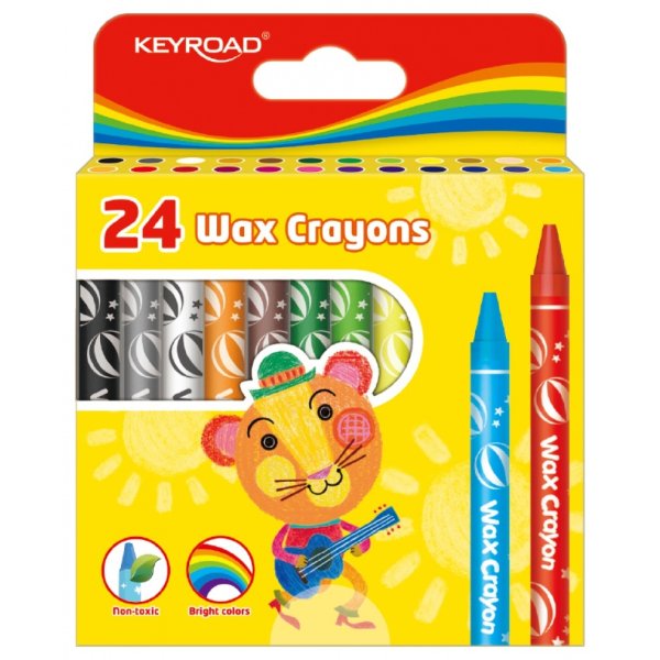 Kredki świecowe KEYROAD, 24szt., 8x90 mm, zawieszka, mix kolorów