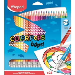 Kredki trójkątne ścieralne z gumką COLORPAPS OOPS 24 szt. 832824