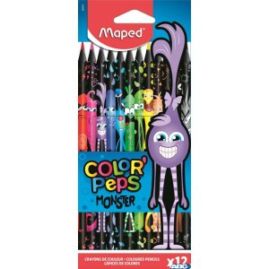 Kredki w czarnej ob. trójkątne 12 szt. COLORPEPS MONSTER 862612