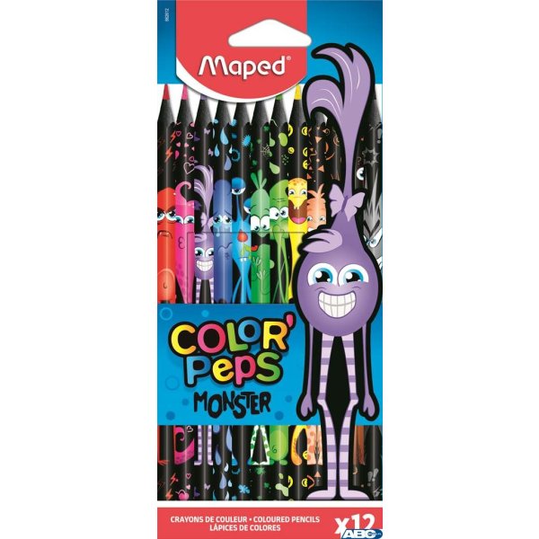 Kredki w czarnej ob. trójkątne 12 szt. COLORPEPS MONSTER 862612