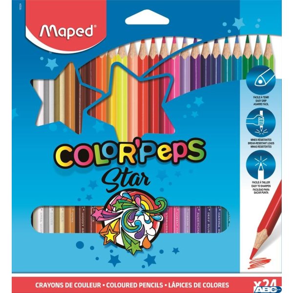 Kredki trójkątne MAPED COLORPEPS 24kolorów 183224