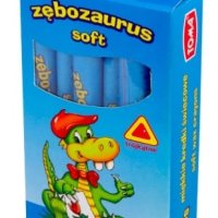 Kredki szkolne świecowe ZĘBOZAURUS 10cm SOFT- 12 kolorowe, trójkątne mix TO-559 Toma