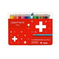 Kredki CARAN D'ACHE Swisscolor Aquarelle, z efektem akwareli, sześciokątne, 30szt., mix kolorów