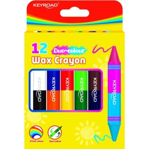 Kredki świecowe KEYROAD Duo-Colour, JUMBO, dwustronne, 6 szt. / 12 kol., pudełko, mix kolorów