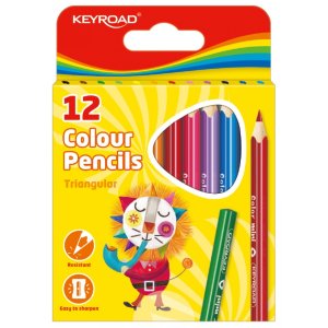 Kredki ołówkowe KEYROAD Mini, trójkątne, 12szt., mix kolorów